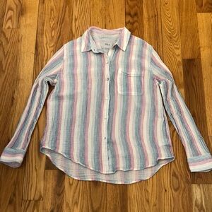 Rails Pastel Striped Button-Down Shirt in White, Pink, Blue